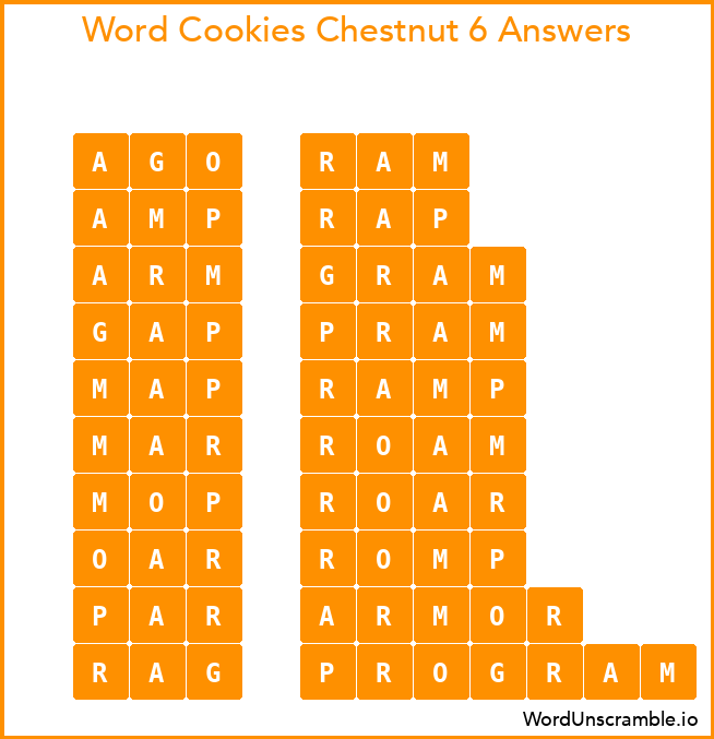 Word Cookies Chestnut 6 Answers