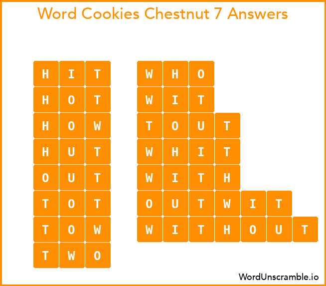Word Cookies Chestnut 7 Answers