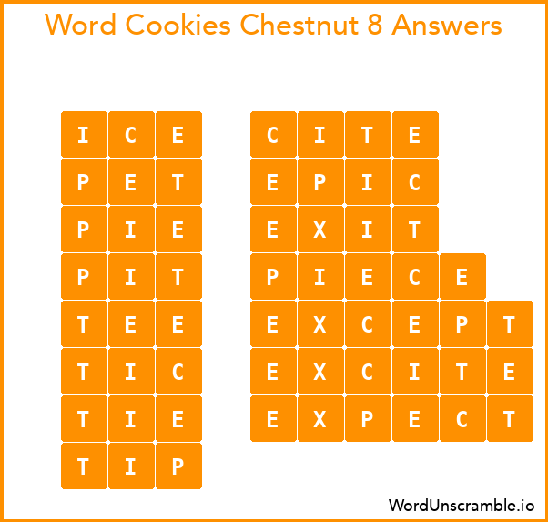 Word Cookies Chestnut 8 Answers