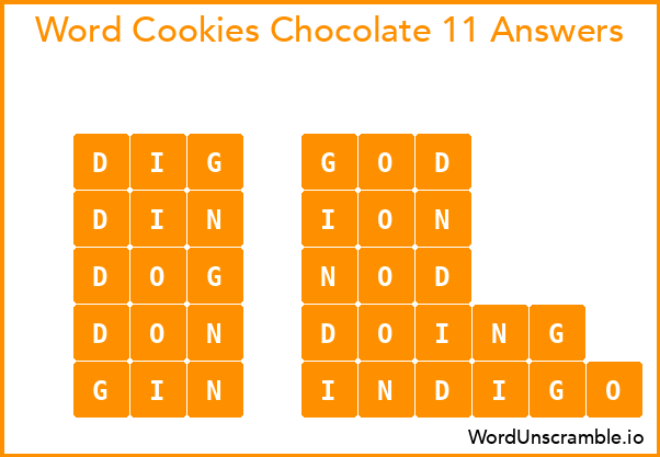 Word Cookies Chocolate 11 Answers