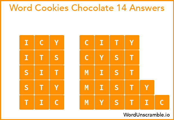 Word Cookies Chocolate 14 Answers