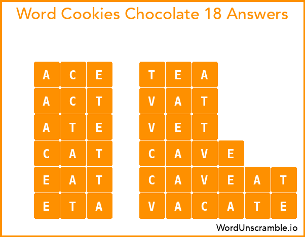 Word Cookies Chocolate 18 Answers