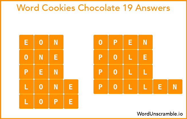 Word Cookies Chocolate 19 Answers