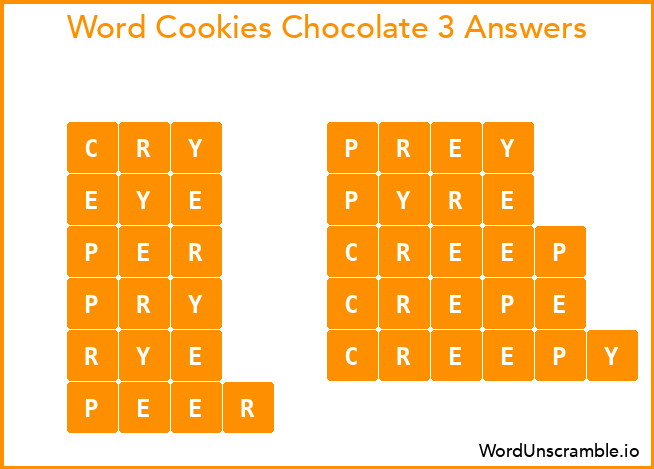 Word Cookies Chocolate 3 Answers