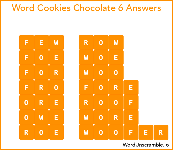 Word Cookies Chocolate 6 Answers