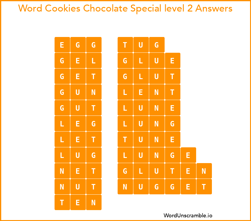 Word Cookies Chocolate Special level 2 Answers