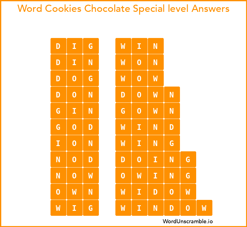 Word Cookies Chocolate Special level Answers