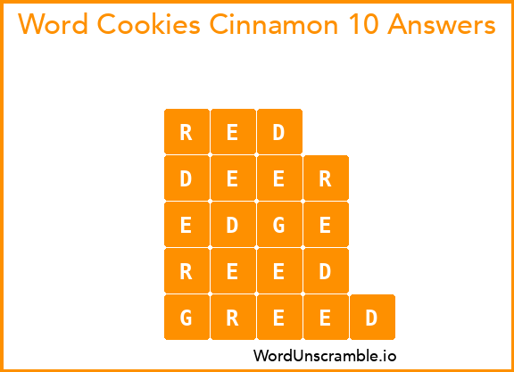 Word Cookies Cinnamon 10 Answers