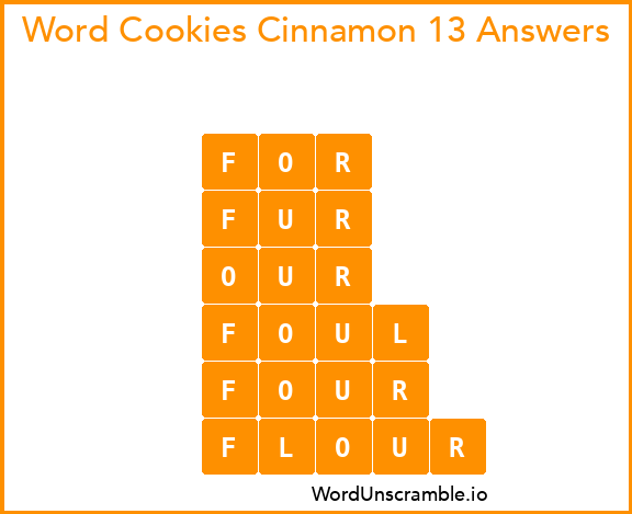 Word Cookies Cinnamon 13 Answers