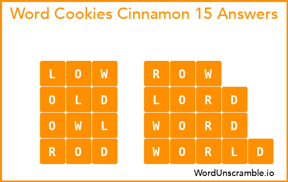 Word Cookies Cinnamon 15 Answers