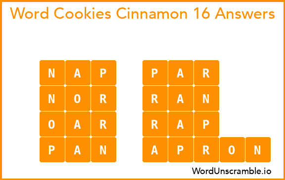 Word Cookies Cinnamon 16 Answers