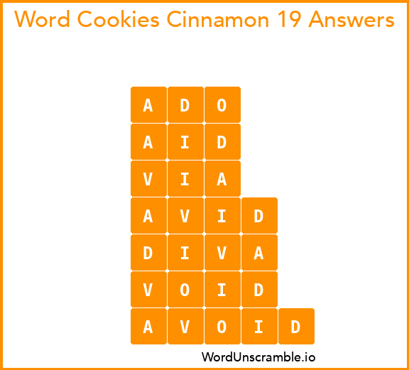 Word Cookies Cinnamon 19 Answers