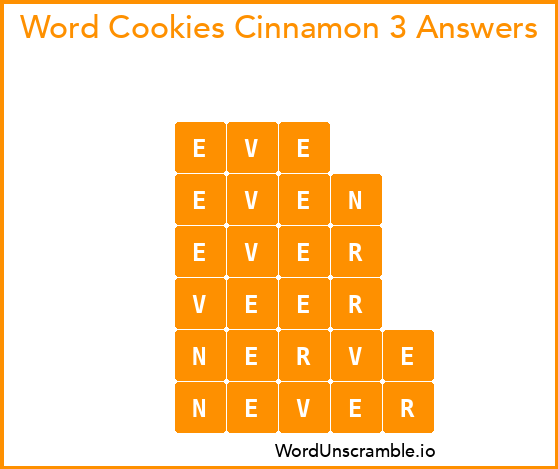 Word Cookies Cinnamon 3 Answers