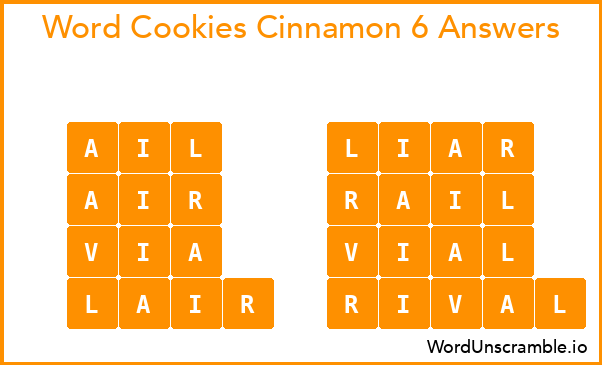 Word Cookies Cinnamon 6 Answers