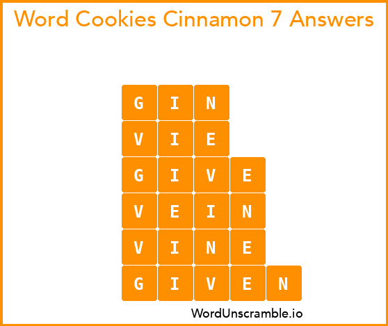 Word Cookies Cinnamon 7 Answers
