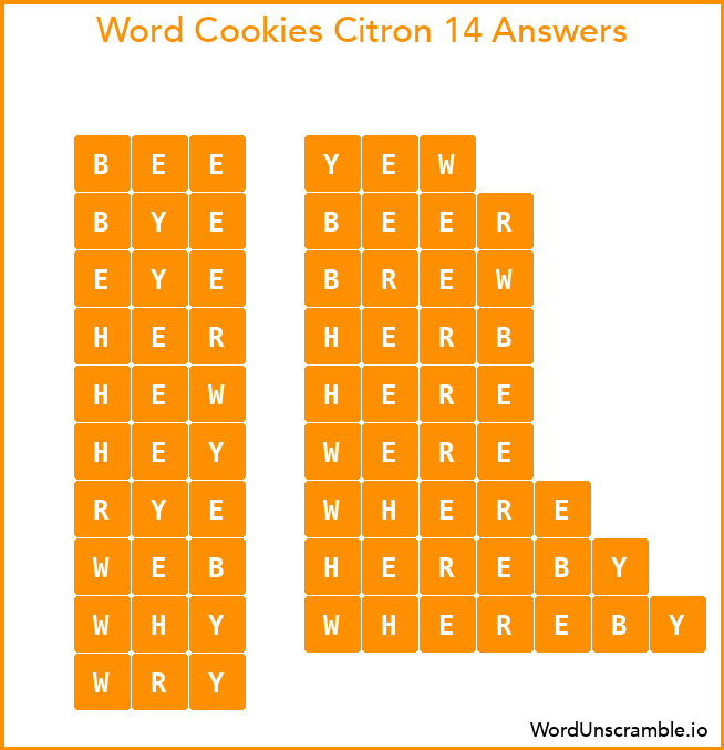 Word Cookies Citron 14 Answers