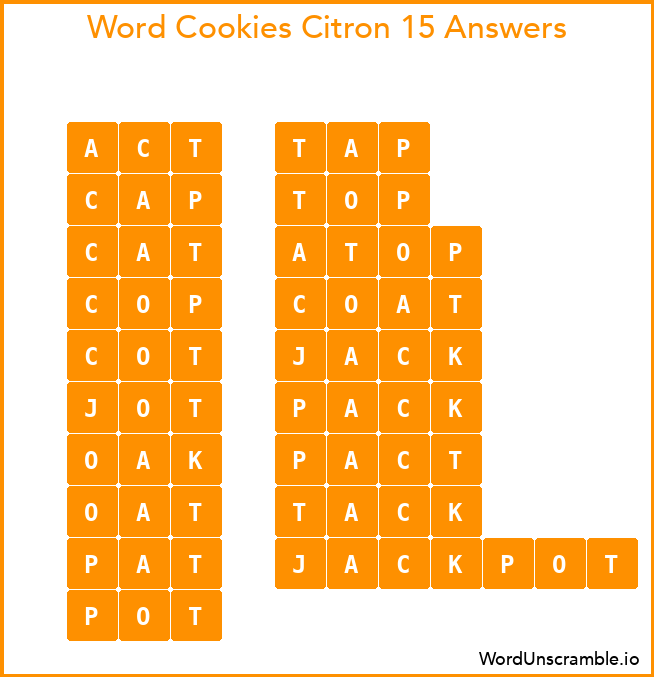 Word Cookies Citron 15 Answers