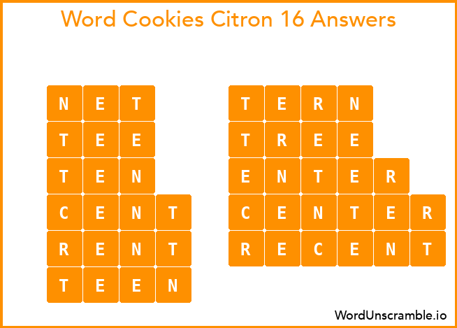 Word Cookies Citron 16 Answers