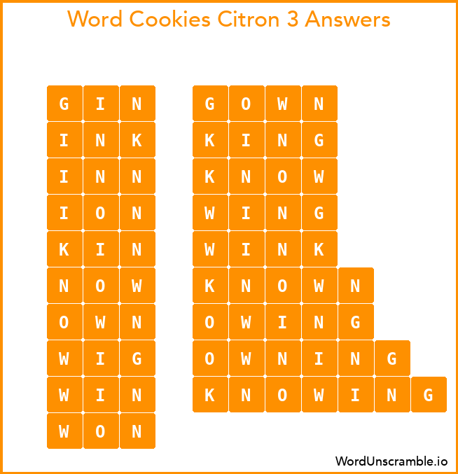 Word Cookies Citron 3 Answers