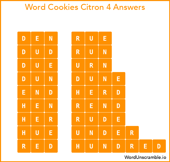 Word Cookies Citron 4 Answers