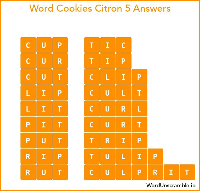 Word Cookies Citron 5 Answers
