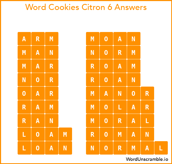 Word Cookies Citron 6 Answers
