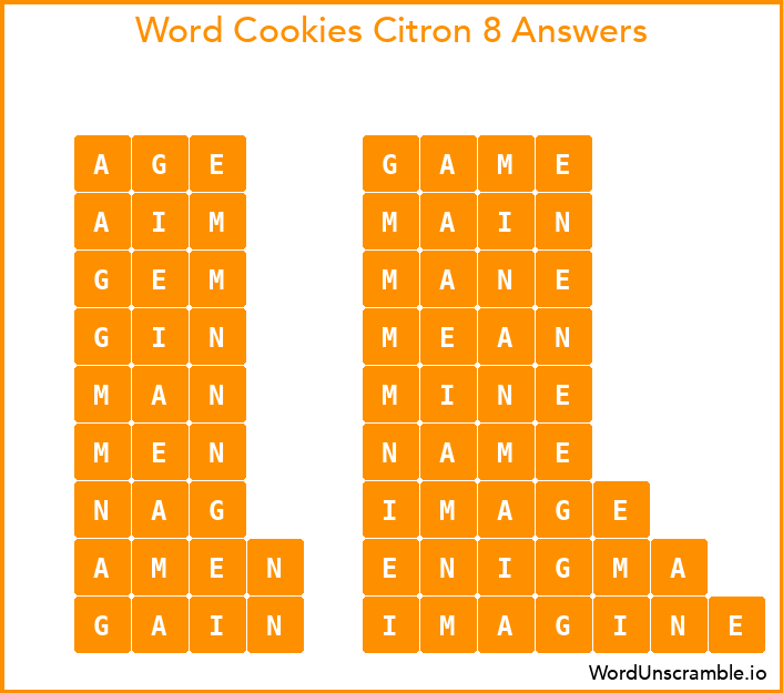 Word Cookies Citron 8 Answers