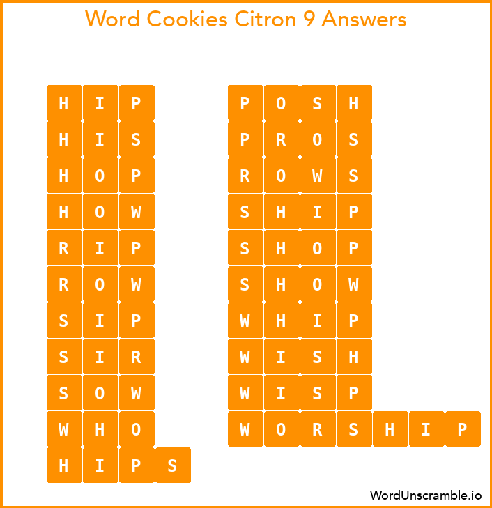 Word Cookies Citron 9 Answers