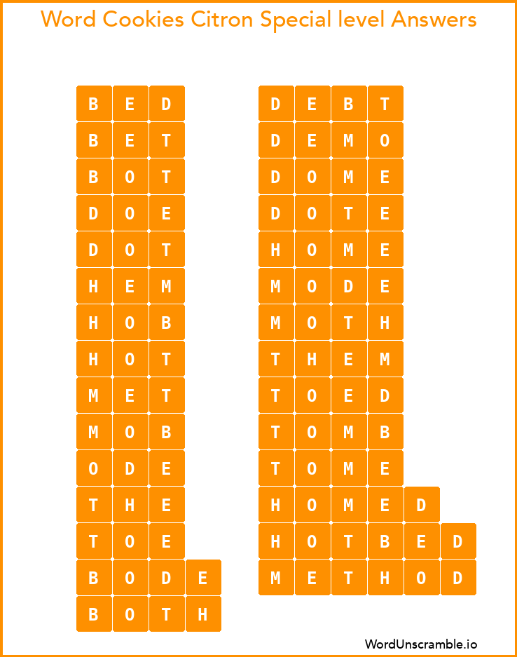 Word Cookies Citron Special level Answers