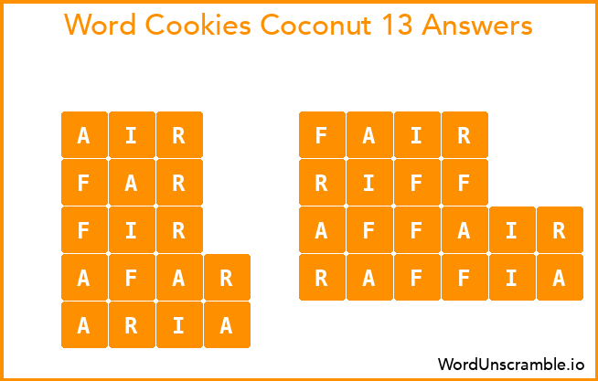 Word Cookies Coconut 13 Answers