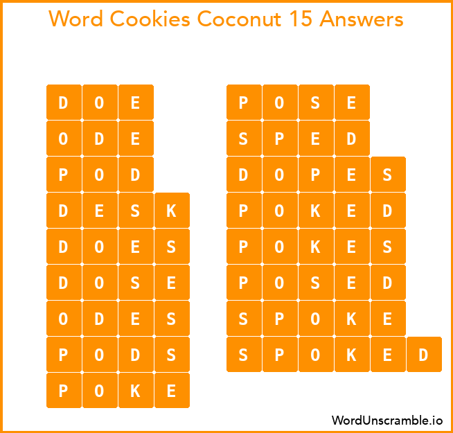 Word Cookies Coconut 15 Answers