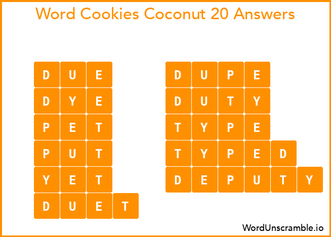 Word Cookies Coconut 20 Answers