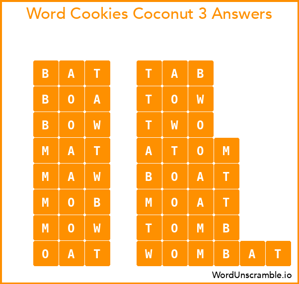 Word Cookies Coconut 3 Answers