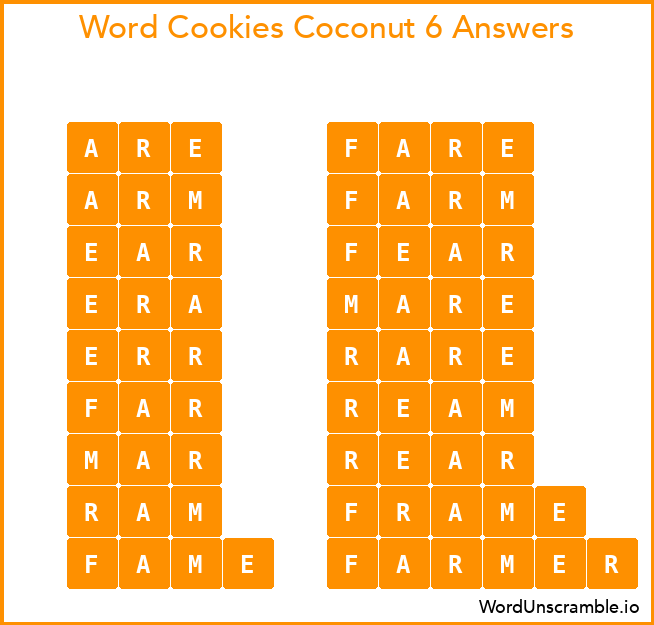 Word Cookies Coconut 6 Answers