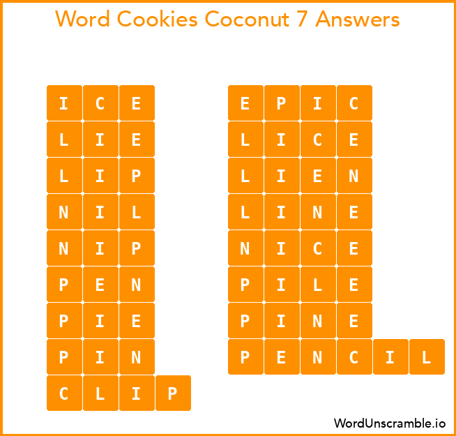 Word Cookies Coconut 7 Answers