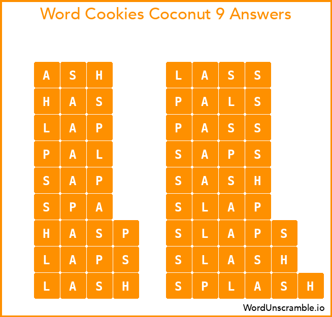 Word Cookies Coconut 9 Answers