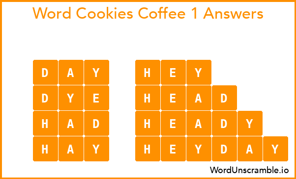 Word Cookies Coffee 1 Answers