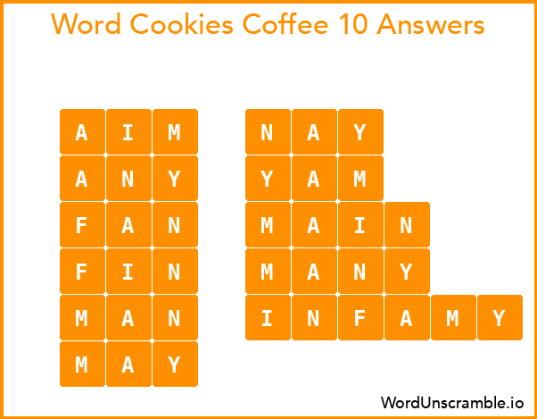 Word Cookies Coffee 10 Answers