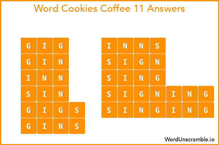 Word Cookies Coffee 11 Answers