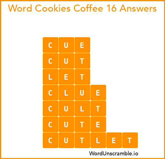 Word Cookies Coffee 16 Answers