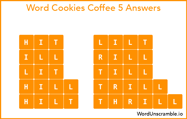 Word Cookies Coffee 5 Answers