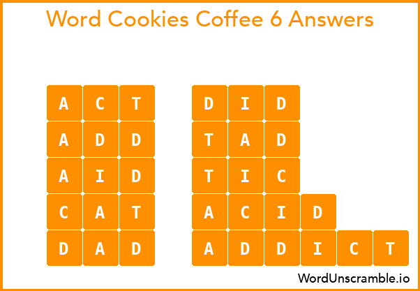 Word Cookies Coffee 6 Answers