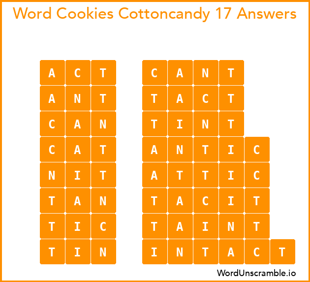 Word Cookies Cottoncandy 17 Answers