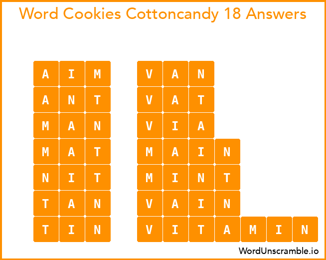 Word Cookies Cottoncandy 18 Answers