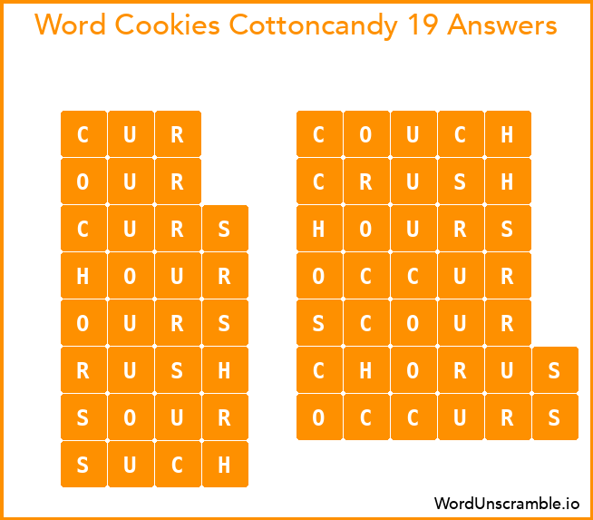Word Cookies Cottoncandy 19 Answers