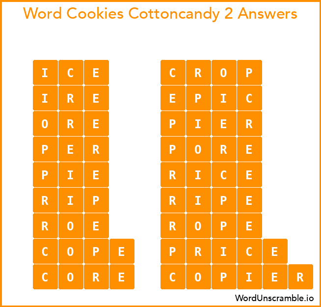 Word Cookies Cottoncandy 2 Answers