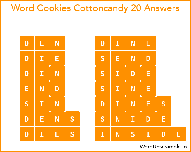 Word Cookies Cottoncandy 20 Answers
