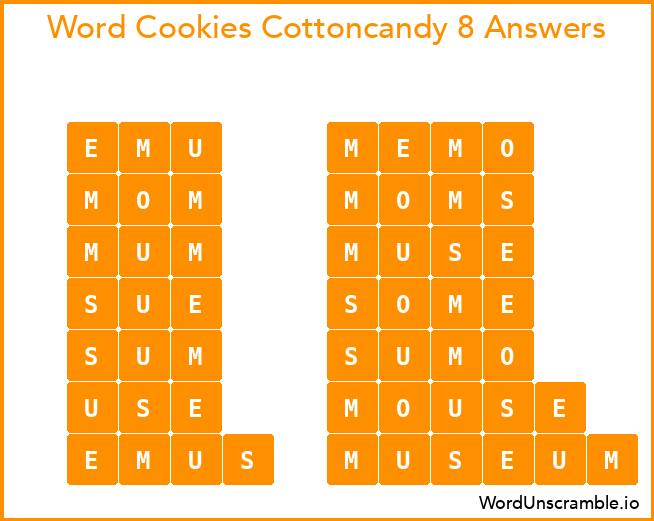 Word Cookies Cottoncandy 8 Answers