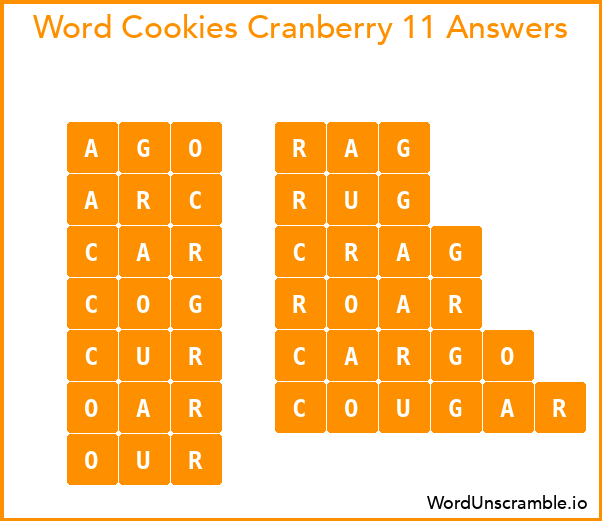 Word Cookies Cranberry 11 Answers