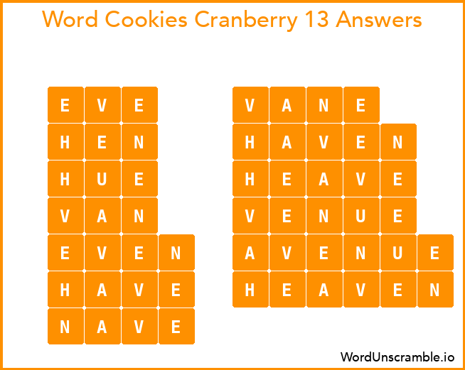 Word Cookies Cranberry 13 Answers